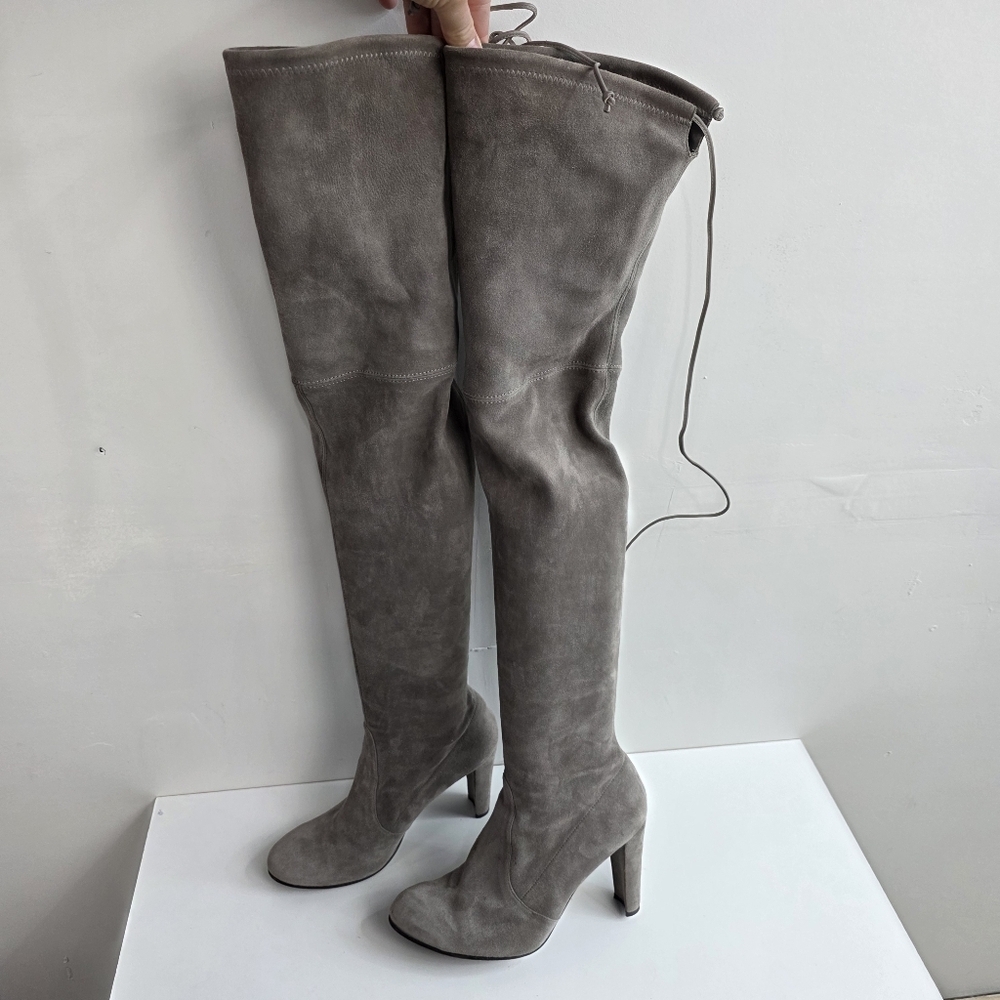 Stuart Weitzman Gray Over The Knee Suede Women's Boots, Size 10 M